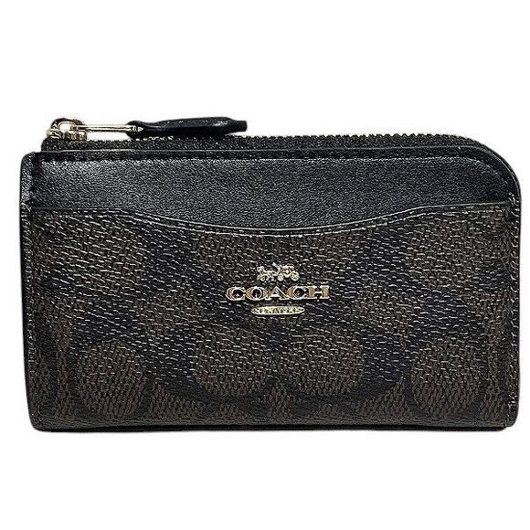 Coach Signature Canvas Leather Card Coin Case - Picture 1 of 9